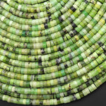 Natural African Green Chrysoprase 4mm Heishi Rondelle Beads 15.5" Strand