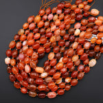 Rare Natural Fiery Orange Red Botswana Agate Rounded Nugget Beads 15.5" Strand