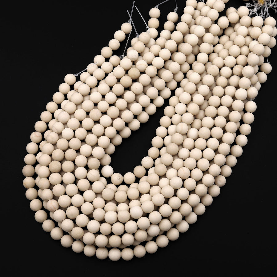 Matte Fossil Jasper River Stone 4mm 6mm 8mm 10mm 12mm Round Beads 15.5" Strand