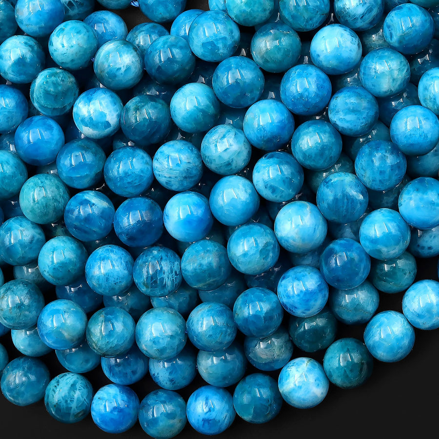 AAA Natural Heavenly Blue Apatite 4mm 6mm 8mm 10mm Round Beads 15.5" Strand