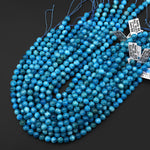 AAA Natural Heavenly Blue Apatite 4mm 6mm 8mm 10mm Round Beads 15.5" Strand