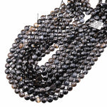 Faceted Natural Black Agate 10mm Coin Beads Gemstone 15.5" Strand