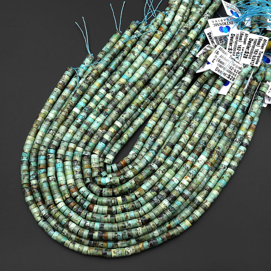 Natural African Turquoise Heishi Beads 4mm 6mm Gemstone 15.5" Strand