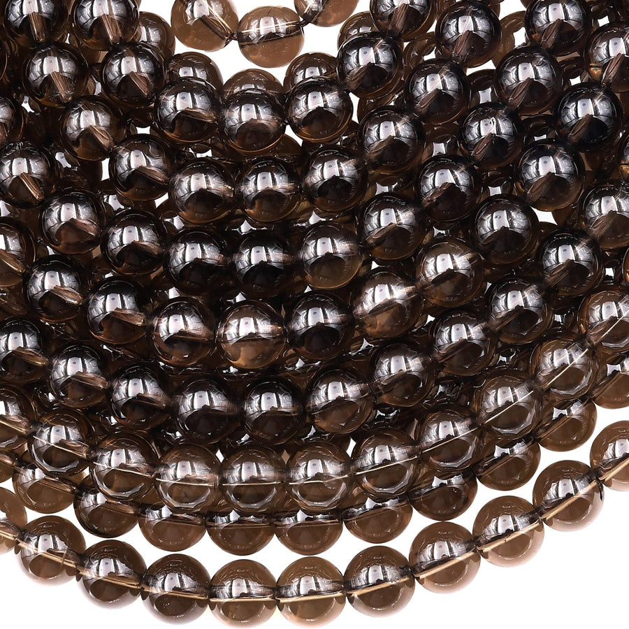 Natural Smoky Quartz Round Beads 4mm 6mm 8mm 10mm 12mm Real Natural Quartz High Quality Gemstone 15.5" Strand