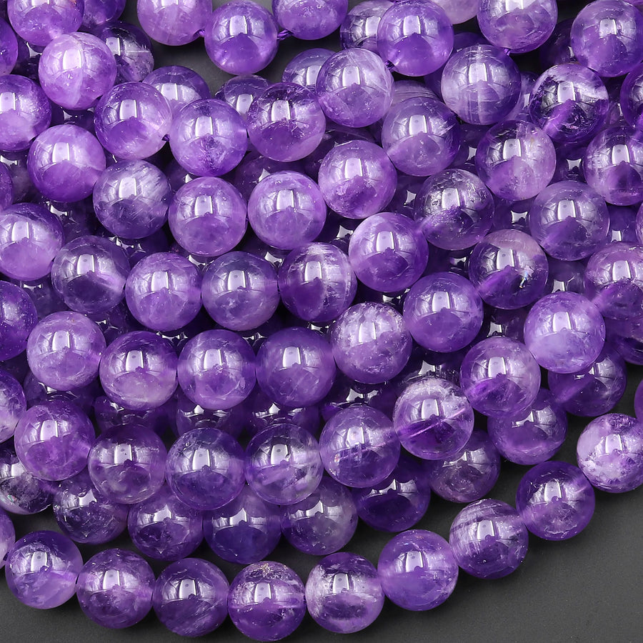Natural Amethyst 3mm 4mm 6mm 8mm 10mm Round Beads Superior AA Grade High Quality Polished Rich Purple Spheres Gemstone Beads 15.5" Strand