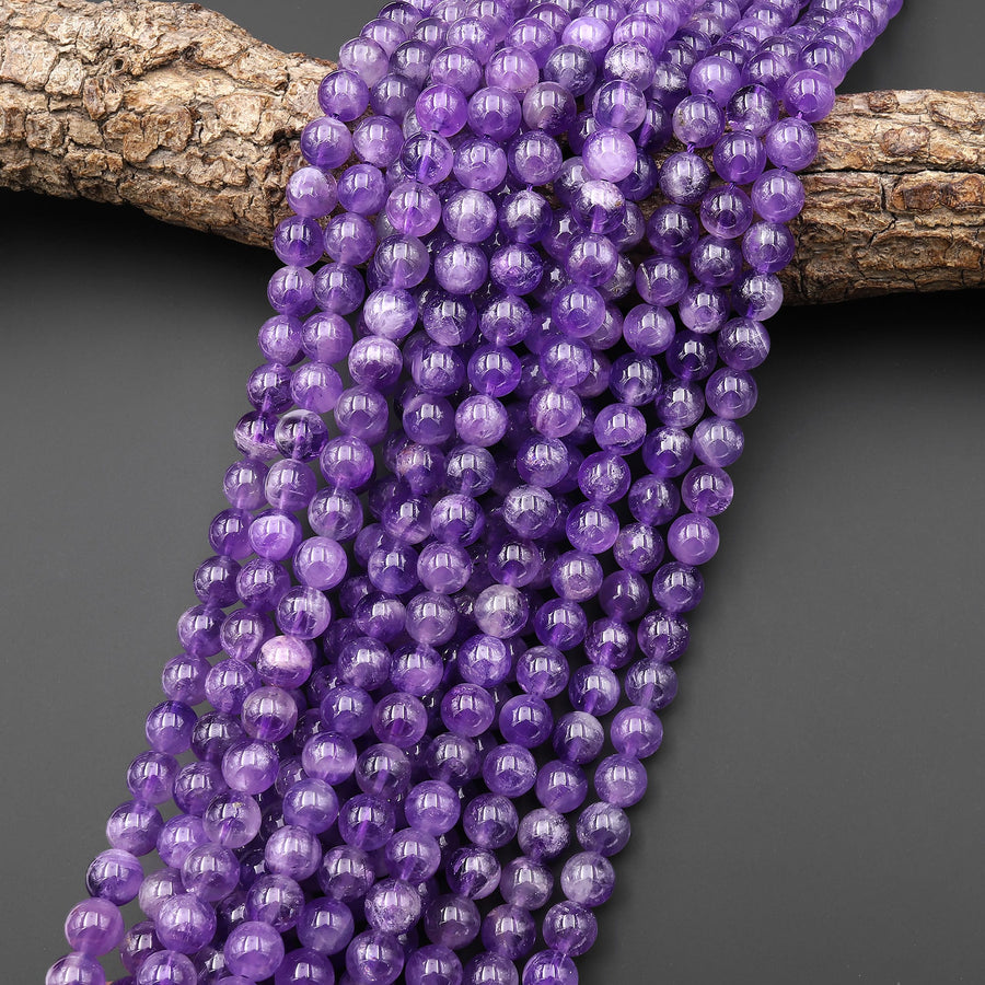 Natural Amethyst 3mm 4mm 6mm 8mm 10mm Round Beads Superior AA Grade High Quality Polished Rich Purple Spheres Gemstone Beads 15.5" Strand