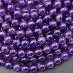 Natural Deep Purple Amethyst 3mm 4mm 6mm 8mm 10mm 12mm 14mm Round Beads High Quality AA Grade 15.5" Strand