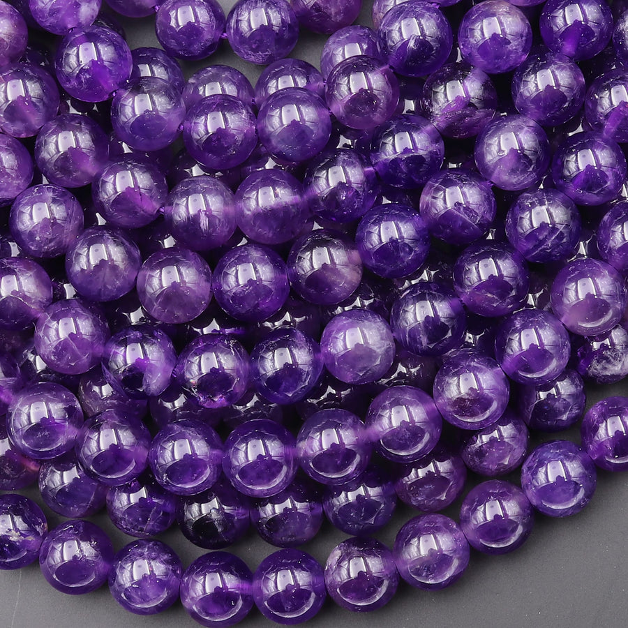 Natural Deep Purple Amethyst 3mm 4mm 6mm 8mm 10mm 12mm 14mm Round Beads High Quality AA Grade 15.5" Strand