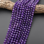 Natural Deep Purple Amethyst 3mm 4mm 6mm 8mm 10mm 12mm 14mm Round Beads High Quality AA Grade 15.5" Strand