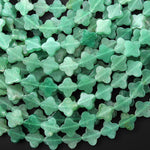 4 Four Leaf Clover Beads Natural Green Aventurine 8mm 10mm Hand Carved Flower Gemstone 15.5" Strand