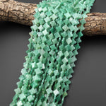 4 Four Leaf Clover Beads Natural Green Aventurine 8mm 10mm Hand Carved Flower Gemstone 15.5" Strand