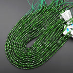 AAA Genuine Natural Green Chrome Diopside Faceted 4mm Cube Dice Square Gemstone Beads 15.5" Strand