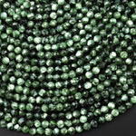 AAA Natural Green Seraphinite Faceted Round Beads 2mm 3mm 4mm 6mm Gemstone From Russia 15.5" Strand