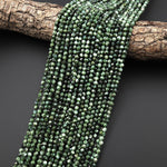 AAA Natural Green Seraphinite Faceted Round Beads 2mm 3mm 4mm 6mm Gemstone From Russia 15.5" Strand