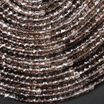 AAA Faceted Multicolor Natural Smoky Quartz Cube Beads 4mm Laser Diamond Cut Gemstone 15.5" Strand