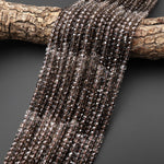 AAA Faceted Multicolor Natural Smoky Quartz Cube Beads 4mm Laser Diamond Cut Gemstone 15.5" Strand