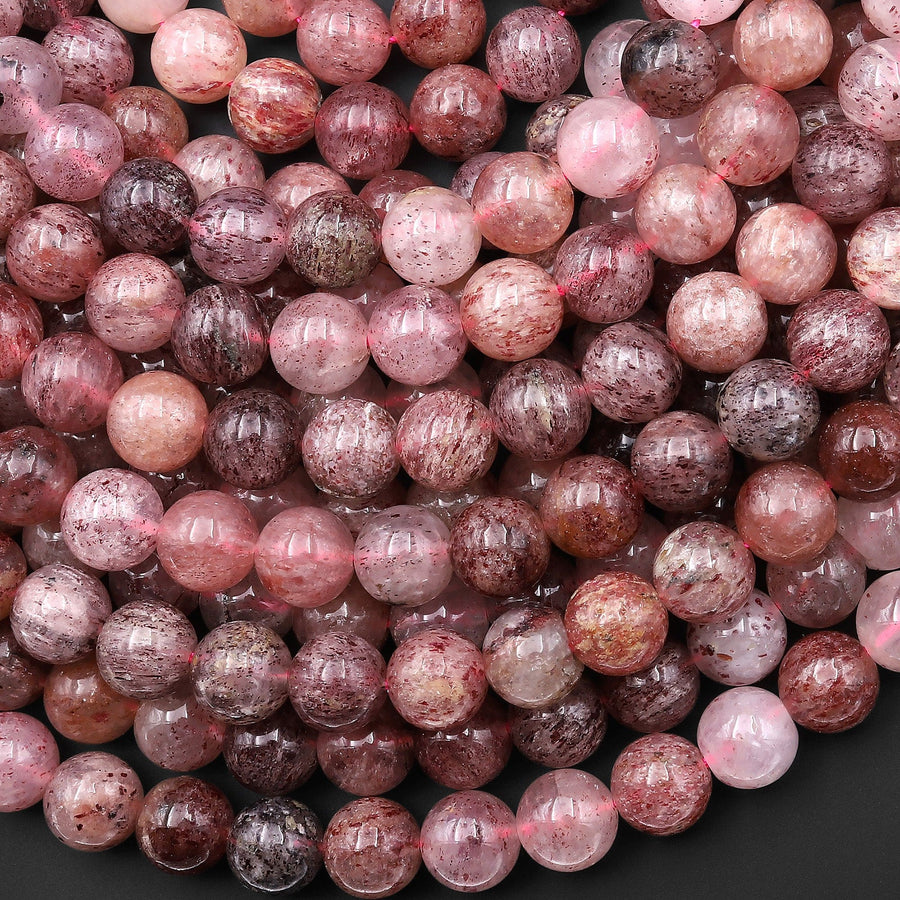 Natural Strawberry Quartz 4mm 6mm 8mm 10mm 12mm Round Beads 15.5" Strand
