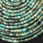 Natural African Turquoise Short Cylinder Tube 4x4mm Beads 15.5" Strand