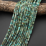 Natural African Turquoise Short Cylinder Tube 4x4mm Beads 15.5" Strand