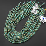 Natural African Turquoise Short Cylinder Tube 4x4mm Beads 15.5" Strand