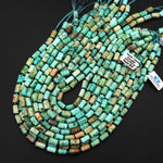 Rare Natural Peruvian Turquoise Tube Beads Faceted Cylinder Gemstone 15.5" Strand