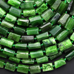 Natural Canadian Green Jade Tube Beads Gemstone 15.5" Strand