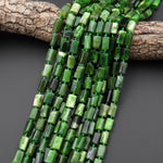 Natural Canadian Green Jade Tube Beads Gemstone 15.5" Strand