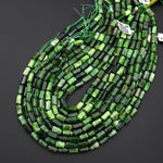 Natural Canadian Green Jade Tube Beads Gemstone 15.5" Strand