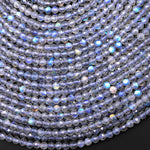 AAA Micro Faceted Natural Blue Labradorite 2mm 3mm 4mm Round Beads 15.5" Strand