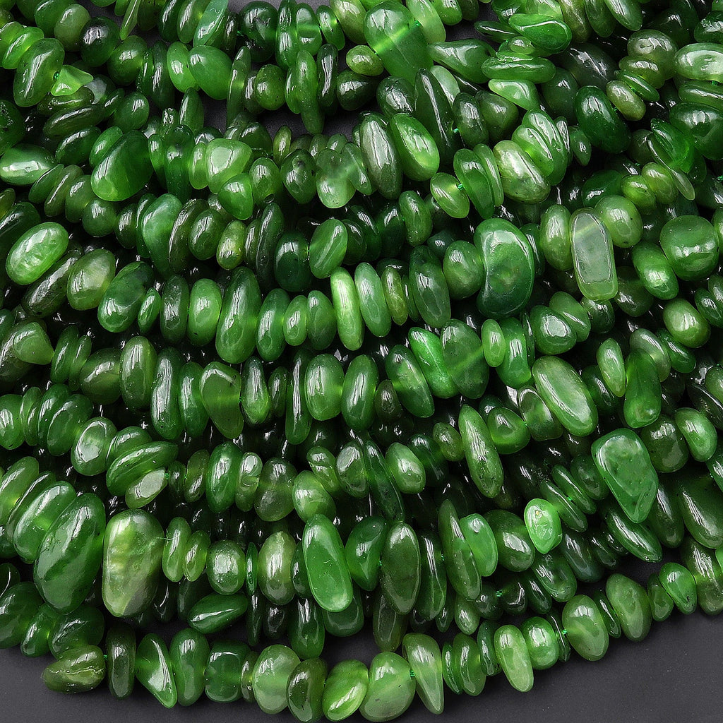 Natural Canadian Jade Freeform Rondelle Beads 15.5" Strand