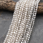 AAA Genuine Natural White Freshwater Pearl 6mm 8mm Center Drilled Nugget Button Pearl 14.5" Strand