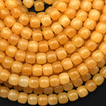 Natural Golden Honey Yellow Calcite 8mm Rounded Barrel Beads 15.5" Strand