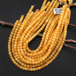 Natural Golden Honey Yellow Calcite 8mm Rounded Barrel Beads 15.5" Strand