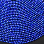 AAA Micro Faceted Natural Denim Blue Lapis Lazuli Round Beads 2mm 3mm Diamond Cut Gemstone 15.5" Strand