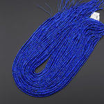 AAA Micro Faceted Natural Denim Blue Lapis Lazuli Round Beads 2mm 3mm Diamond Cut Gemstone 15.5" Strand