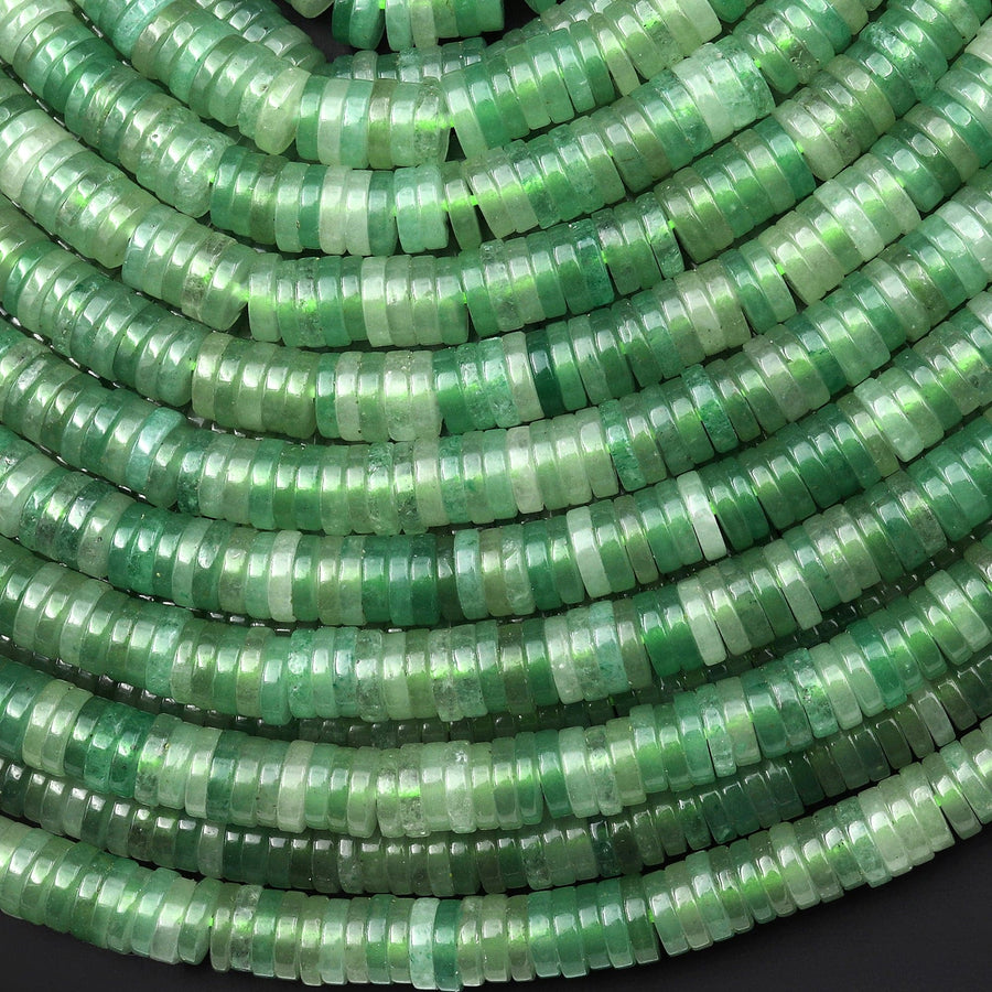 AAA Natural Green Aventurine 6mm Smooth Heishi Rondelle Beads 15.5" Strand