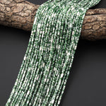 Natural Green Tree Agate 4x2mm Small Thin Smooth Spacer Tube Beads 15.5" Strand