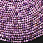 Faceted Genuine Natural Russian Purple Charoite 3mm 4mm Round Beads Gemstone 15.5" Strand