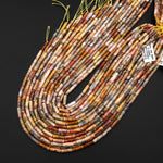 Natural Yellow Crazy Lace Agate Thin Long Tube Beads 14mm 15.5" Strand