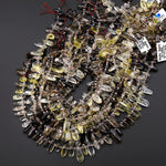 Natural Smoky Quartz Beads Freeform Oval Drop Nuggets Top Side Drilled Ombre Gemstone 15.5" Strand