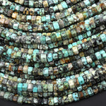 AAA Faceted Natural African Turquoise Beads 6mm hexagon Heishi Rondelle 15.5" Strand