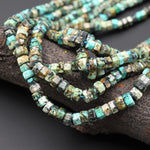 AAA Faceted Natural African Turquoise Beads 6mm hexagon Heishi Rondelle 15.5" Strand