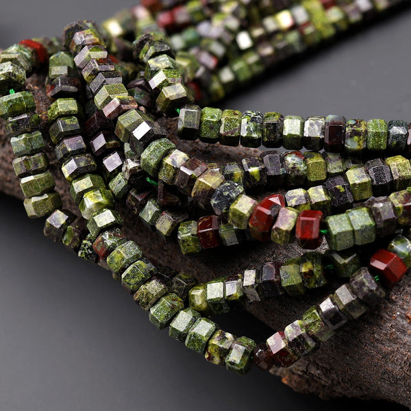 AAA Faceted Natural Dragon Blood Jasper Beads 6mm hexagon Heishi Rondelle 15.5" Strand