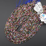 AAA Natural Pink Blue Tourmaline Micro Faceted 2mm 3mm Round Gemstone Beads 15.5" Strand