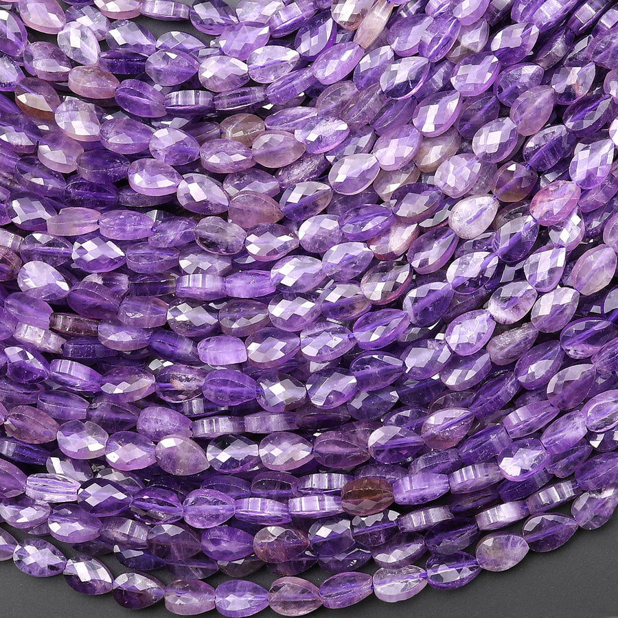 Faceted Natural Purple Amethyst Leaf Teardrop Gemstone Beads 4x6mm 15.5" Strand