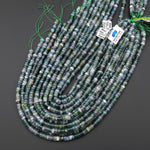 Natural Green Moss Agate 4mm 6mm Heishi Beads 15.5" Strand