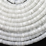 AAA Natural White Mother of Pearl 4mm 6mm 8mm 10mm Thin Heishi Rondelle Beads 15.5" Strand