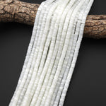 AAA Natural White Mother of Pearl 4mm 6mm 8mm 10mm Thin Heishi Rondelle Beads 15.5" Strand