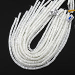 AAA Natural White Mother of Pearl 4mm 6mm 8mm 10mm Thin Heishi Rondelle Beads 15.5" Strand