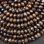 Faceted Natural Bronzite Beads 6mm 8mm 10mm Rondelles 15.5" Strand